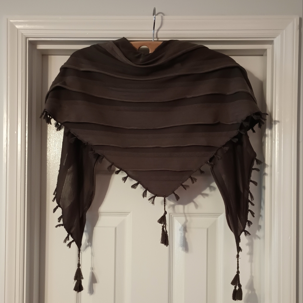 Elegant Brown Tassel Scarf